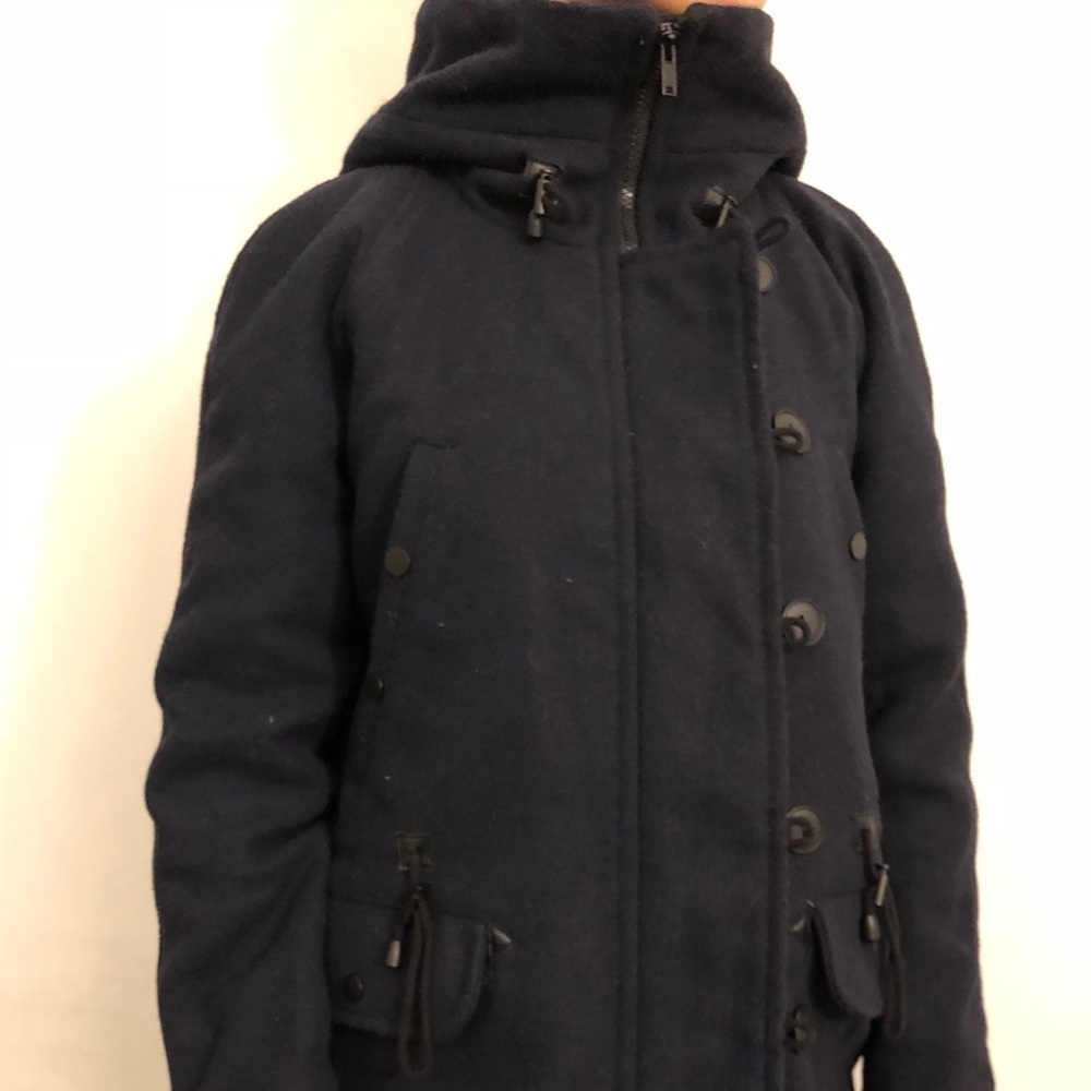 Navy hooded utility coat